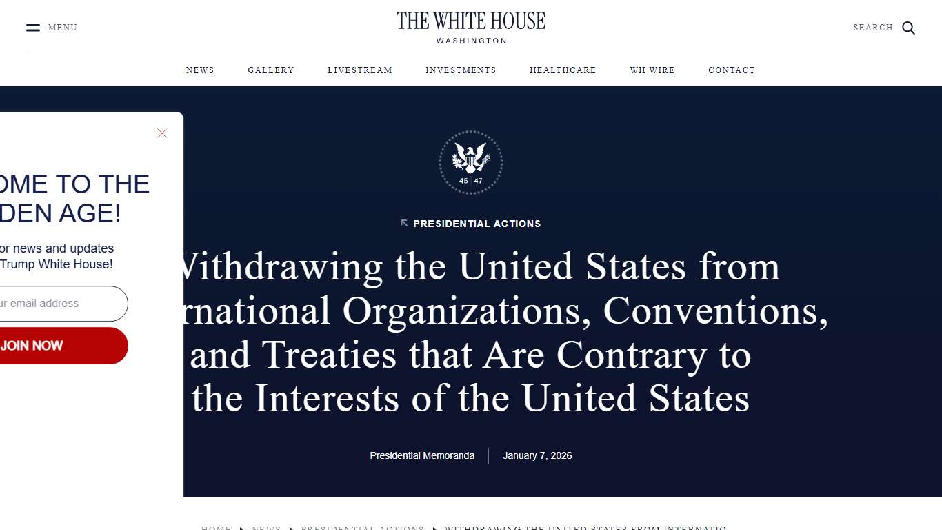 Withdrawing the United States from International Organizations, Conventions, and Treaties that Are Contrary to the Interests of the United States – The White House